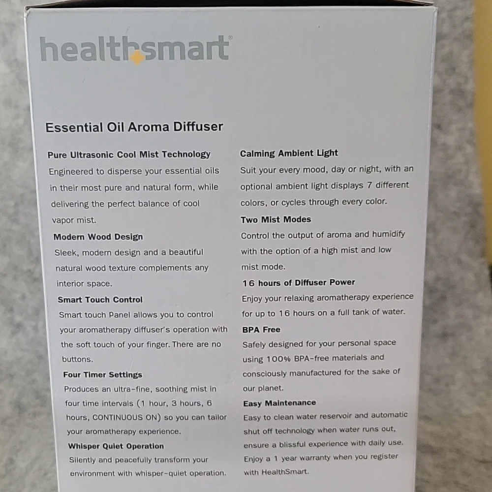Healthsmart White and Black Aroma Diffuser NIB